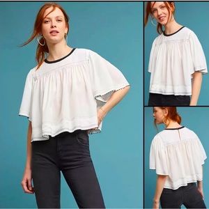 Anthro Eri + Ali Beaded Hem Babydoll Swing Top